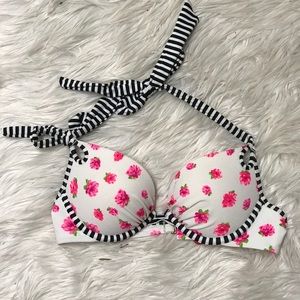 Victoria’s Secret push-up floral/stripe swim top.